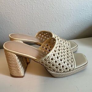 The Drop Women's Fia Platform Sandal Size 8.5 Woven Cream Neutral Heels